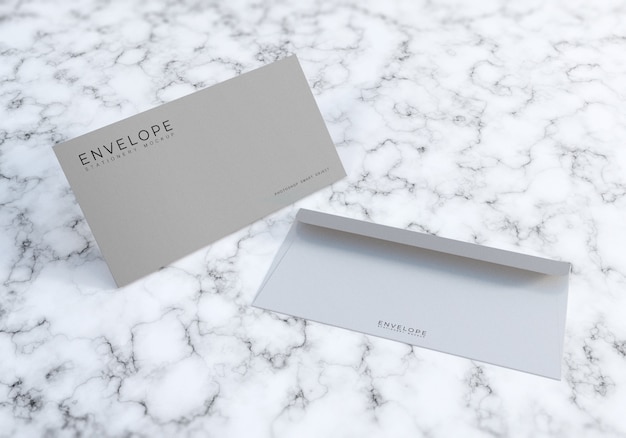 Download Office envelope mockup design with marble texture bacakground | Premium PSD File