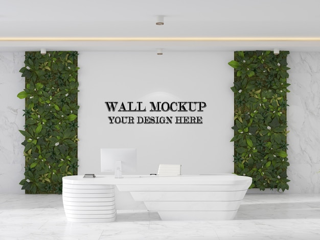 Download Premium PSD | Office reception area wall mockup with ...