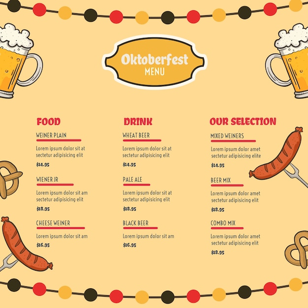 Free PSD Oktoberfest menu template