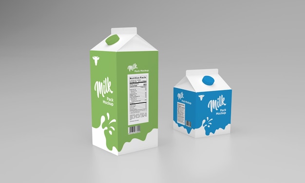 Premium PSD | One liter and half liter milk pack packaging packet ...