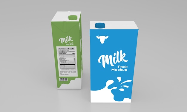 Premium PSD | One liter milk pack packaging packet design mockup