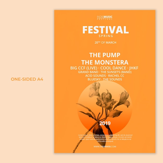 One sided a4 template with spring festival concept Free Psd