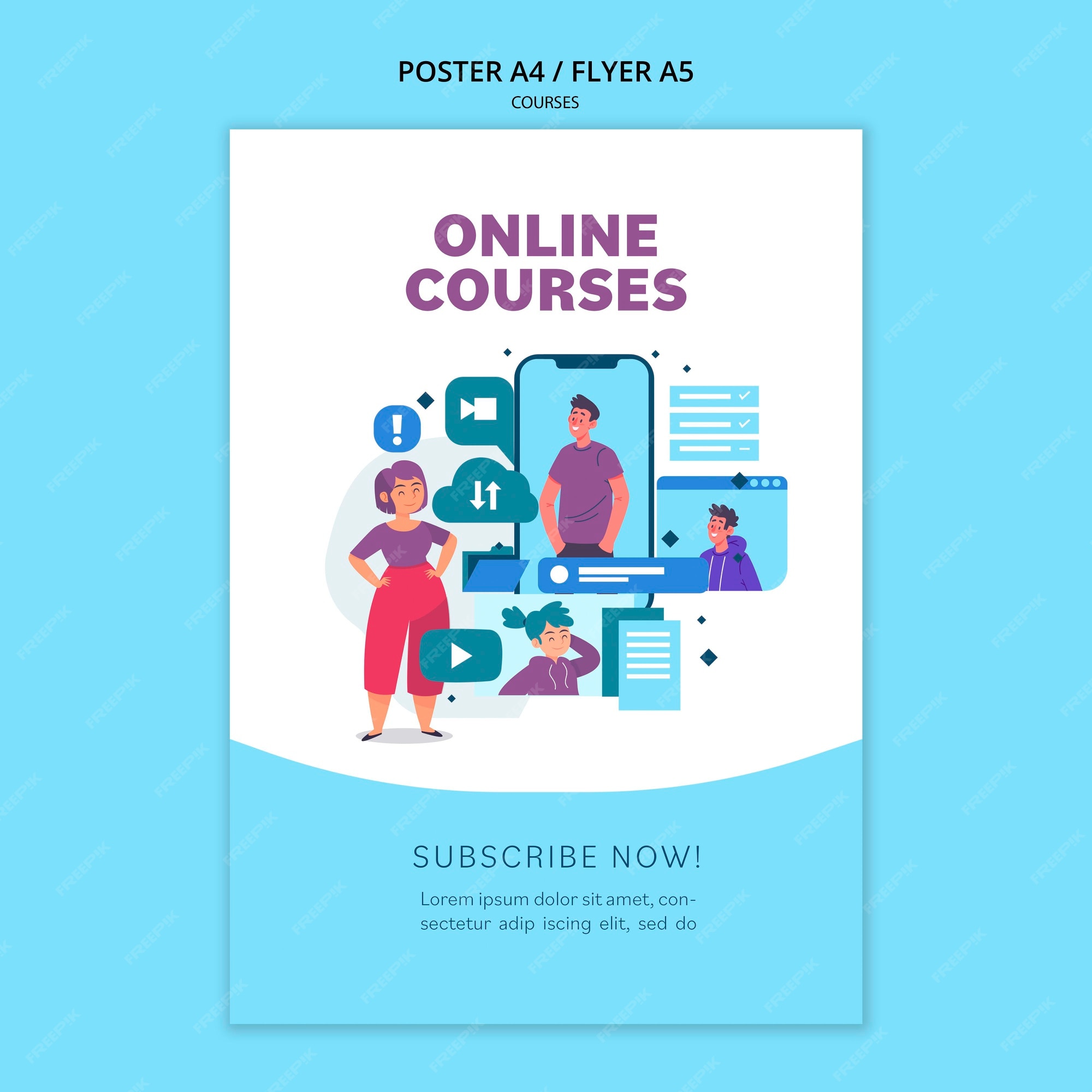 Free PSD | Online courses poster template