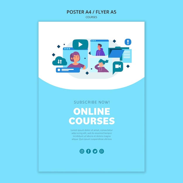 Free PSD Online courses poster template