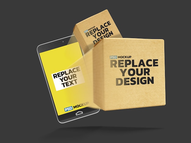 Download Online delivery box mockup 3d rendering design | Premium ...