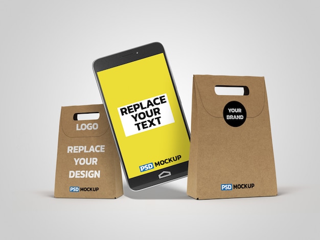 Download Premium Psd Online Delivery Box Mockup 3d Rendering Design Yellowimages Mockups