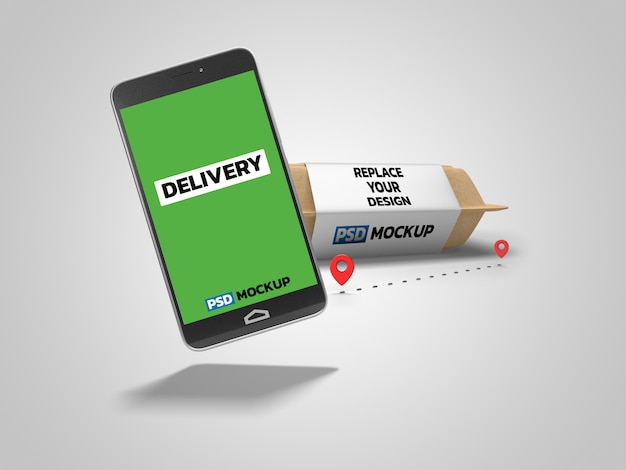 Download Online delivery box mockup 3d rendering design | Premium ...