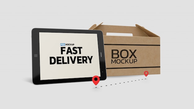 Download Premium Psd Online Delivery Box Mockup 3d Rendering PSD Mockup Templates