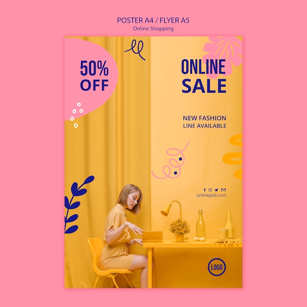 Free PSD Online sale poster template