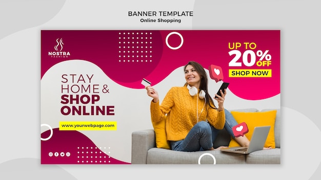 Premium PSD | Online shopping concept banner template
