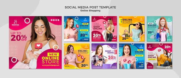 Premium PSD | Online shopping concept social media post template