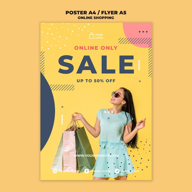 Free PSD | Online shopping flyer template style