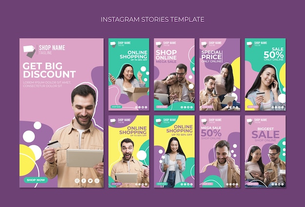 Online shopping instagram stories Free Psd