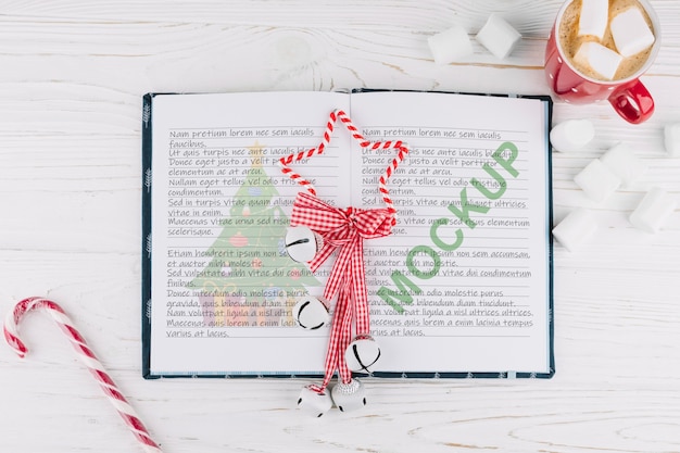Download Open book mockup with christmas decoration PSD file | Free ... PSD Mockup Templates
