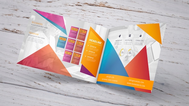 Open brochure mockup | Free PSD File