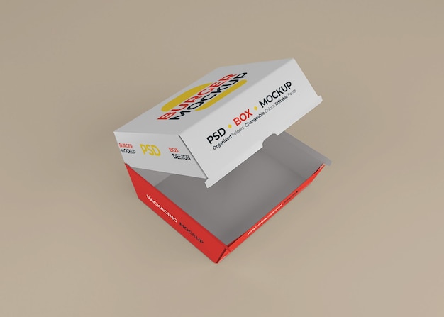 Download Premium PSD | Open burger box packaging mockup design isolated