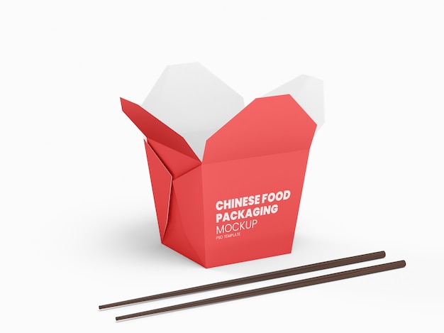 Open chinese food packaging box Premium Psd