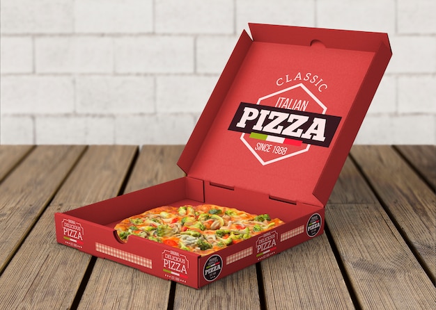 Free PSD | Open pizza box mockup