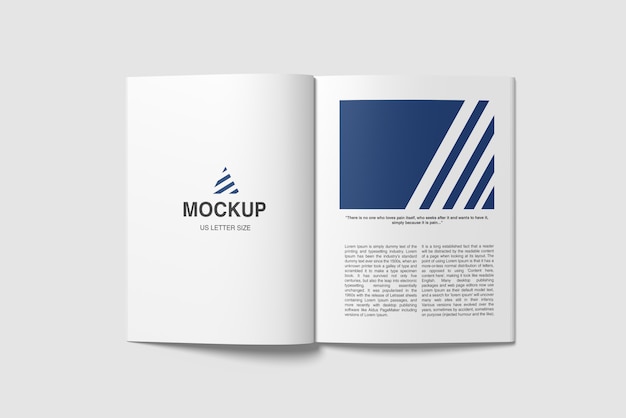 Download Premium Psd Opened Us Letter Size Magazine Mockup Top Angle View PSD Mockup Templates