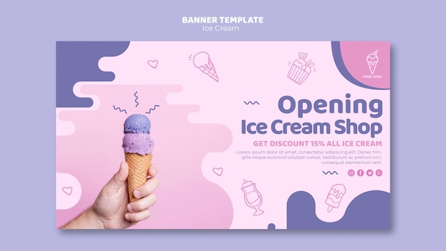 Opening ice cream shop banner design | Free PSD File