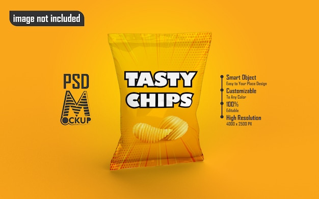 Download Orange crispy chips packaging mockup | Premium PSD File