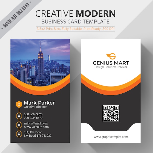 Premium PSD | Orange shape visit card template