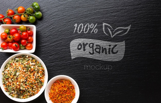 Download Free PSD | Organic mock-up with spices and tomatoes