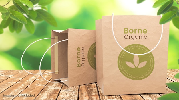 Download Premium PSD | Organic paper bag mockup on natural outdoor ...