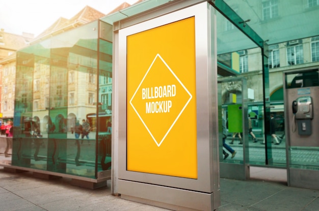 Download Premium Psd Outdoor City Light Ad Mockup At The Tram Bus Stop