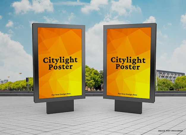 Premium PSD | Outdoor citylight poster mockup