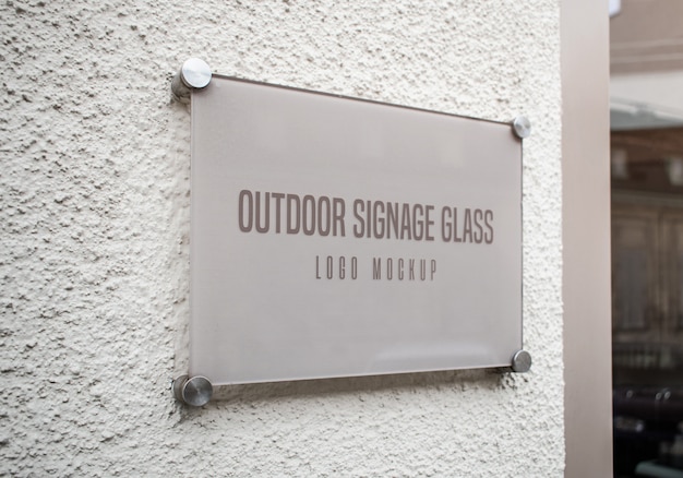 Download Premium PSD | Outdoor signage glass logo mockup