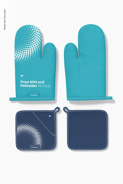 Download Free PSD | Oven mitts and potholders mockup, top view