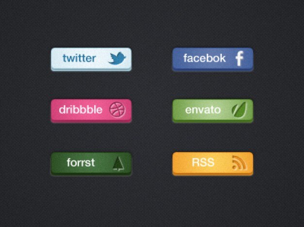 Pack Social Buttons Psd File Free Download