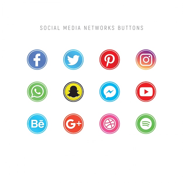 Pack of social media network buttons Premium Psd