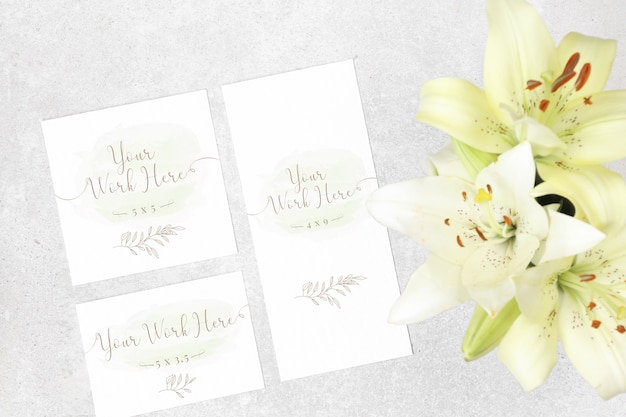  Package  of wedding  cards with flowers PSD  file Premium 