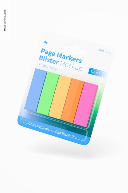 Download Free PSD | Page markers blister mockup, floating
