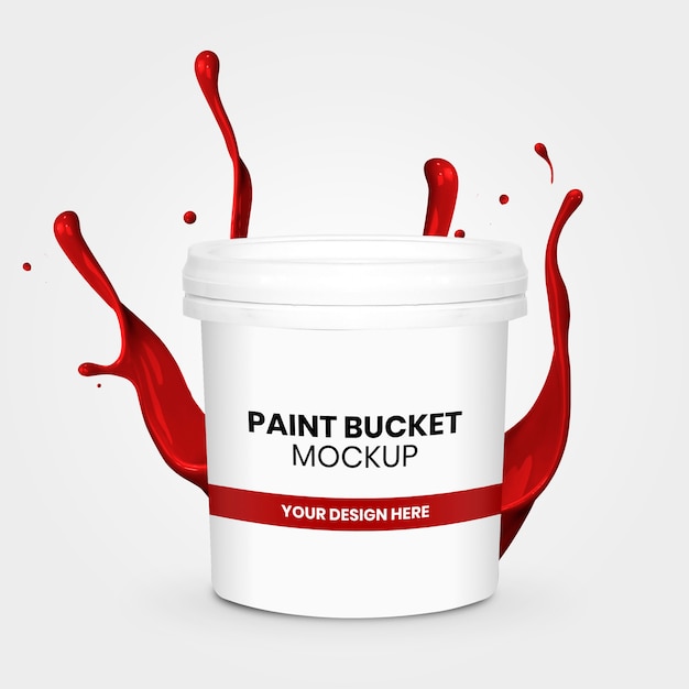 Download Paint bucket mockup with splash | Premium PSD File