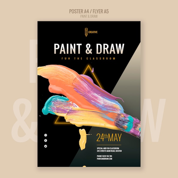 Paint and draw classroom poster | Free PSD File