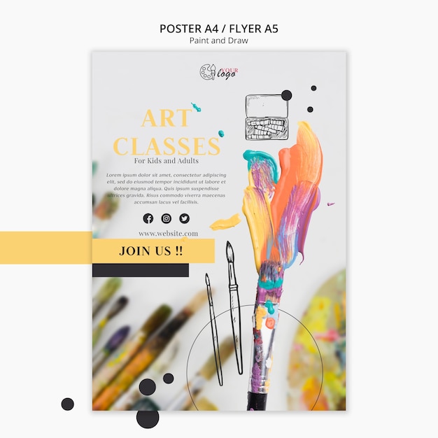 Free PSD | Paint and draw poster template