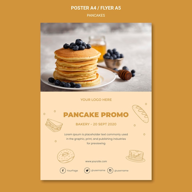 Free Psd Pancakes Restaurant Poster Template