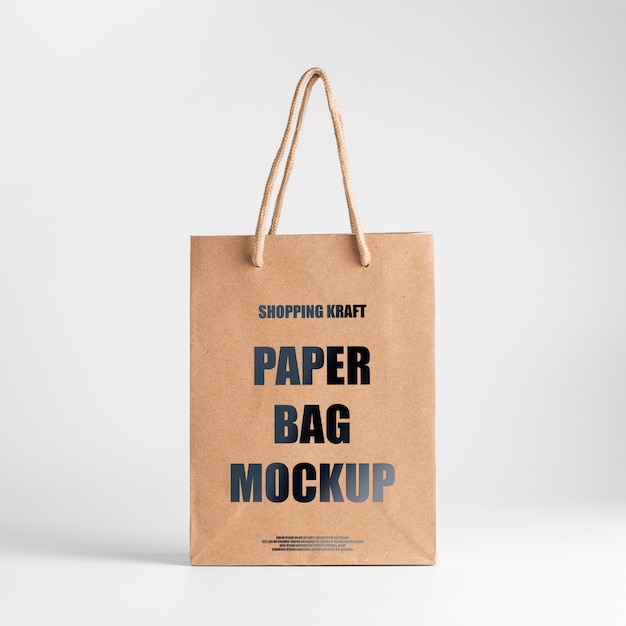 Paper bag brown mockup. front view kraft bag | Premium PSD ...