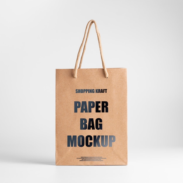 Paper bag brown mockup. front view kraft bag | Premium PSD File