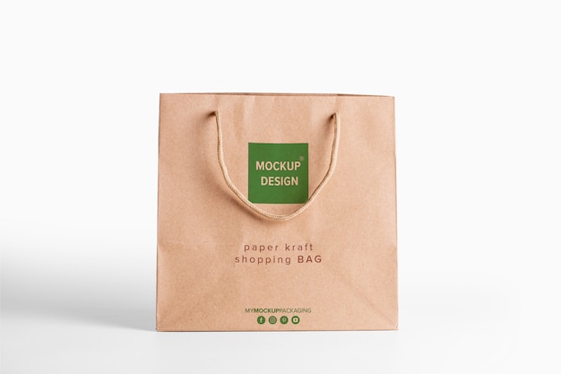 Download Paper bag brown mockup for merchandise. corporate packaging template with logo. psd front view ...