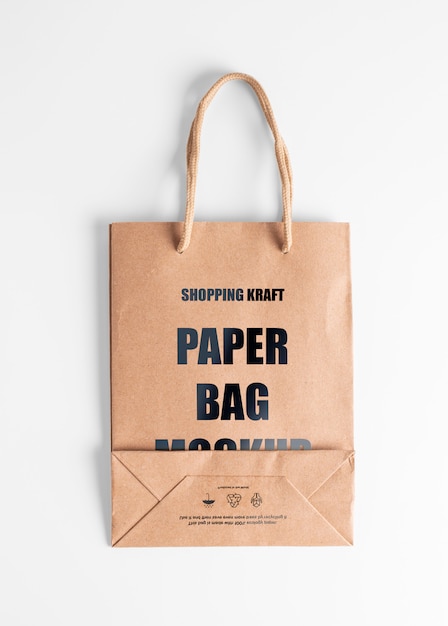 Download Paper bag brown mockup. top view kraft bag | Premium PSD File