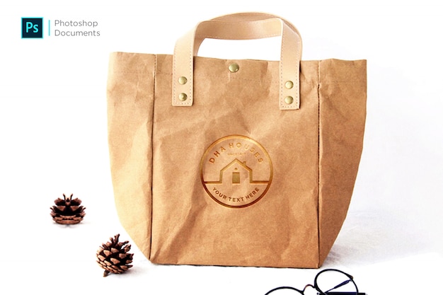 Download Paper bag logo mockup design template | Premium PSD File
