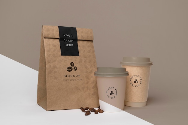 Free PSD | Paper bag with coffee mock up