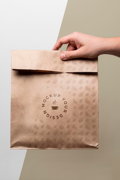 Free PSD | Paper bag with coffee mock up