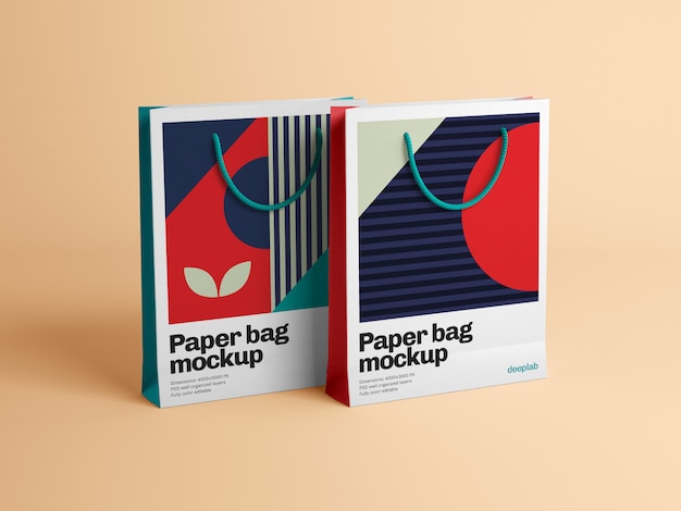 Download Paper bag with editable design mockup psd | Premium PSD File