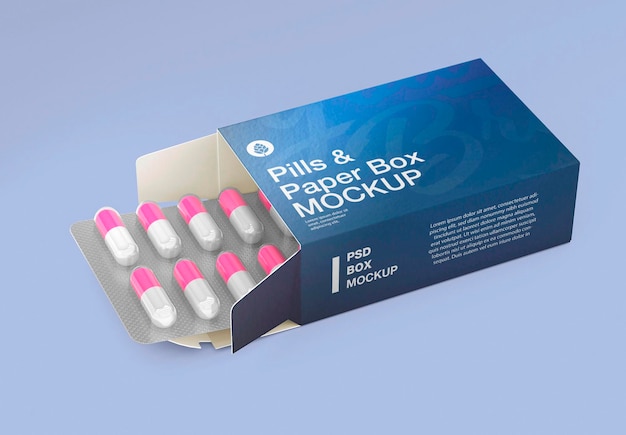 Download Premium Psd Paper Box With Pills Mockup Design Isolated