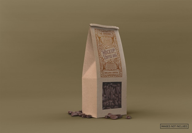 Download Premium PSD | Paper coffee bag with window mockup
